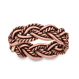 Weave Ring Oxidized Band Solid 925 Sterling Silver Thumb Ring (8mm)