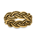 Weave Ring Oxidized Band Solid 925 Sterling Silver Thumb Ring (8mm)