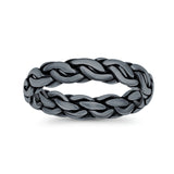 Puzzle Braided Ring Oxidized Band Solid 925 Sterling Silver Thumb Ring (5mm)