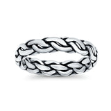 Puzzle Braided Ring Oxidized Band Solid 925 Sterling Silver Thumb Ring (5mm)