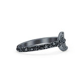 Crescent Moon Ring Oxidized Band Solid 925 Sterling Silver Thumb Ring (8mm)