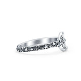Crescent Moon Ring Oxidized Band Solid 925 Sterling Silver Thumb Ring (8mm)