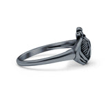 Human Heart Ring Oxidized Band Solid 925 Sterling Silver Thumb Ring (10mm)