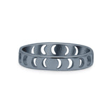 Iconic Celestial Moon Phases Cut Out And Lunar Cycle Stylish Oxidized Band Thumb Ring (3.9mm)