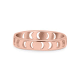 Iconic Celestial Moon Phases Cut Out And Lunar Cycle Stylish Oxidized Band Thumb Ring (3.9mm)