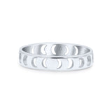 Iconic Celestial Moon Phases Cut Out And Lunar Cycle Stylish Oxidized Band Thumb Ring (3.9mm)