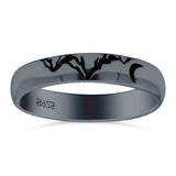 Mountains Ring Oxidized Band Solid 925 Sterling Silver Thumb Ring (4mm)