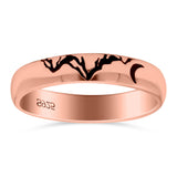 Mountains Ring Oxidized Band Solid 925 Sterling Silver Thumb Ring (4mm)