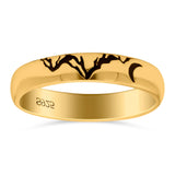 Mountains Ring Oxidized Band Solid 925 Sterling Silver Thumb Ring (4mm)