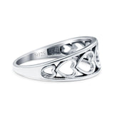 Sideways Heart Band Promise Ring Oxidized Solid 925 Sterling Silver (8mm)