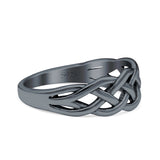 Braided Oxidized Infinity Weave Celtic Band Ring Solid 925 Sterling Silver (7mm)