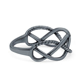 Oxidized Infinity Weave Celtic Band Ring Solid 925 Sterling Silver (7mm)