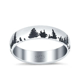 Forest Trees Band Oxidized Ring Solid 925 Sterling Silver (4.7mm)