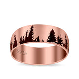 Forest Trees Band Oxidized Ring Solid 925 Sterling Silver (6.8mm)