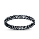 Chain Ring Oxidized Band Solid 925 Sterling Silver Thumb Ring (2.5mm)