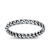 Chain Ring Oxidized Band Solid 925 Sterling Silver Thumb Ring (2.5mm)