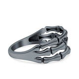 Bamboo Ring Oxidized Band Solid 925 Sterling Silver Thumb Ring (7.7mm)