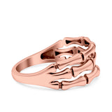 Bamboo Ring Oxidized Band Solid 925 Sterling Silver Thumb Ring (7.7mm)