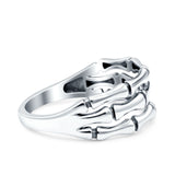 Bamboo Ring Oxidized Band Solid 925 Sterling Silver Thumb Ring (7.7mm)