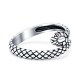 Snake Ring Oxidized Band Solid 925 Sterling Silver Thumb Ring (10mm)