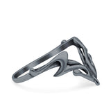 Oxidized Ring Band Solid 925 Sterling Silver Thumb Ring (12.9mm)
