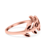 Leaves Ring Oxidized Band Solid 925 Sterling Silver Thumb Ring (7mm)