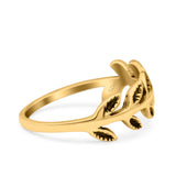 Leaves Ring Oxidized Band Solid 925 Sterling Silver Thumb Ring (7mm)
