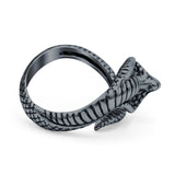 Cobra Snake Ring Oxidized Band Solid 925 Sterling Silver Thumb Ring (15.6mm)