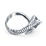 Cobra Snake Ring Oxidized Band Solid 925 Sterling Silver Thumb Ring (15.6mm)
