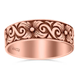 Filigree Vine Ring Oxidized Band Solid 925 Sterling Silver Thumb Ring (6mm)