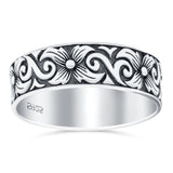 Filigree Vine Ring Oxidized Band Solid 925 Sterling Silver Thumb Ring (6mm)