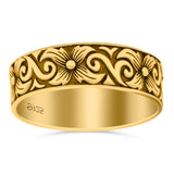 Filigree Vine Ring Oxidized Band Solid 925 Sterling Silver Thumb Ring (6mm)