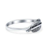 Sideways Feather Ring Oxidized Solid 925 Sterling Silver Thumb Ring (6mm)