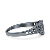 Celtic Star Ring Oxidized Band Solid 925 Sterling Silver Thumb Ring (7mm)