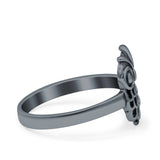 Owl Ring Oxidized Band Solid 925 Sterling Silver Thumb Ring (12mm)