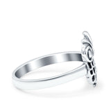 Owl Ring Oxidized Band Solid 925 Sterling Silver Thumb Ring (12mm)
