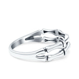 Bamboo Ring Oxidized Band Solid 925 Sterling Silver Thumb Ring (5mm)