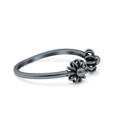 Flowers Ring Oxidized Band Solid 925 Sterling Silver Thumb Ring (6mm)