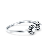 Flowers Ring Oxidized Band Solid 925 Sterling Silver Thumb Ring (6mm)