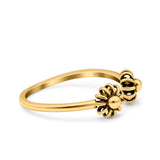 Flowers Ring Oxidized Band Solid 925 Sterling Silver Thumb Ring (6mm)