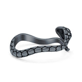 Serpent Snake Ring Oxidized Band Solid 925 Sterling Silver Thumb Ring (7mm)