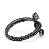 Snake Ring Oxidized Band Solid 925 Sterling Silver Thumb Ring (18mm)