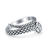 Snake Ring Oxidized Band Solid 925 Sterling Silver Thumb Ring (12mm)