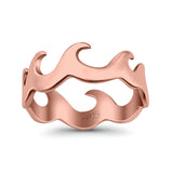 Wave Ring Oxidized Band Solid 925 Sterling Silver Thumb Ring (7mm)