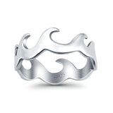 Wave Ring Oxidized Band Solid 925 Sterling Silver Thumb Ring (7mm)