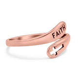Faith & Cross Band Oxidized Ring Solid 925 Sterling Silver (11mm)