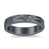 Hammered Ring Rhodium Plated Band Solid 925 Sterling Silver Thumb Ring (4mm)