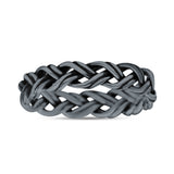 Attractive Braided Hand-Woven Celtic Knot Twisted Stylish Oxidized Band Solid 925 Sterling Silver Thumb Ring (4.5mm)