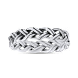 Attractive Braided Hand-Woven Celtic Knot Twisted Stylish Oxidized Band Solid 925 Sterling Silver Thumb Ring (4.5mm)