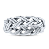 Dainty Celtic Woven Braided Twisted Double Band Men Women Unisex 925 Sterling SilverThumb Ring (5.4mm)